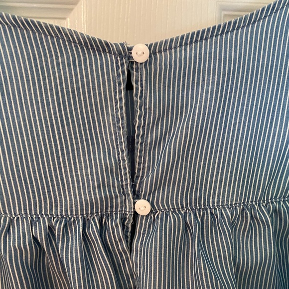 SO Blue&White Off the Shoulder Striped Blouse - Picture 5 of 6